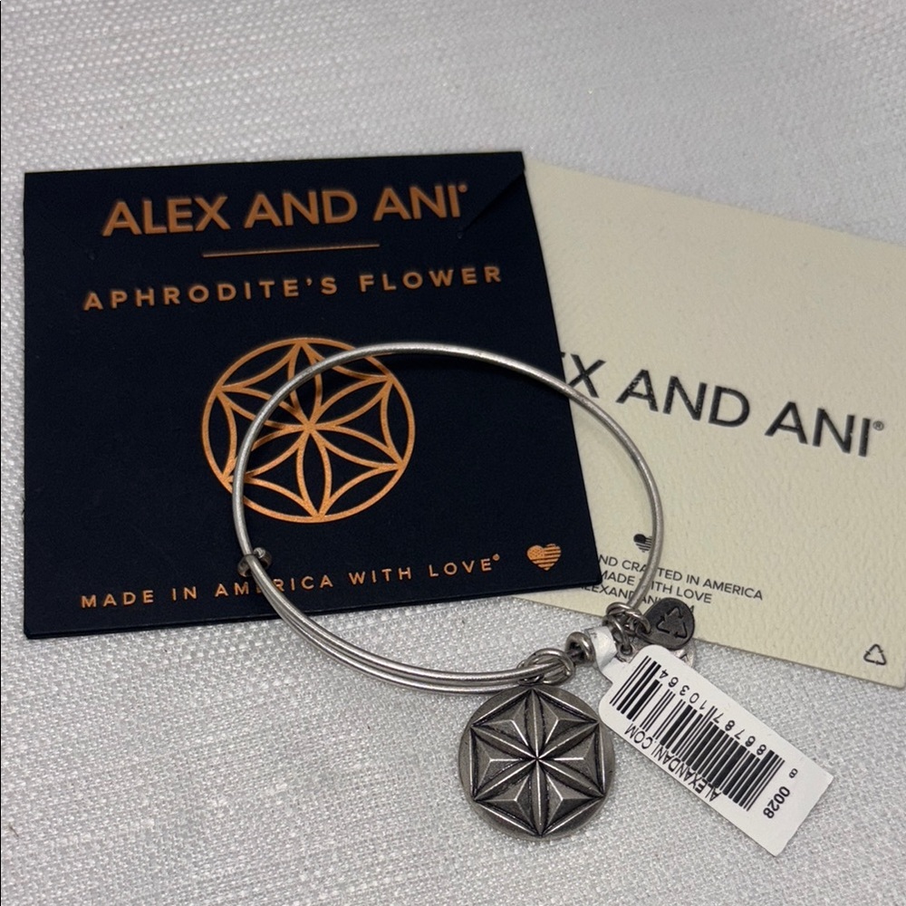 New ALEX AND ANI Silver Charm Bracelet "Aphrodite's Flower" w/Papers and Bag